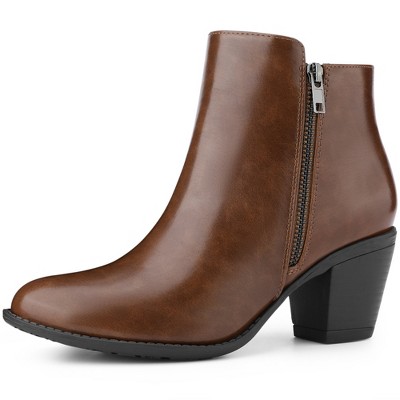 BLISSFUL STEP Women's Mid-height Heels Zipper Dressy Ankle Chelsea Booties