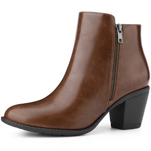 BLISSFUL STEP Women's Mid-height Heels Zipper Dressy Ankle Chelsea Booties - 1 of 4