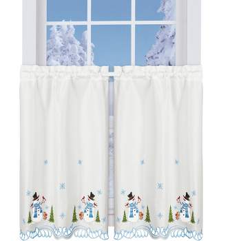 Collections Etc Snowman Embroider Curtains