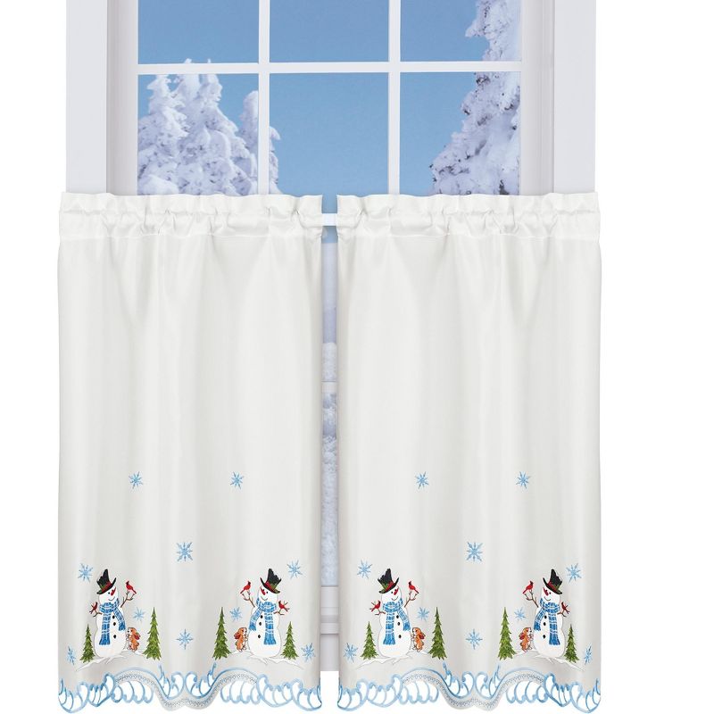 Collections Etc Snowman Embroider Curtains, 1 of 4