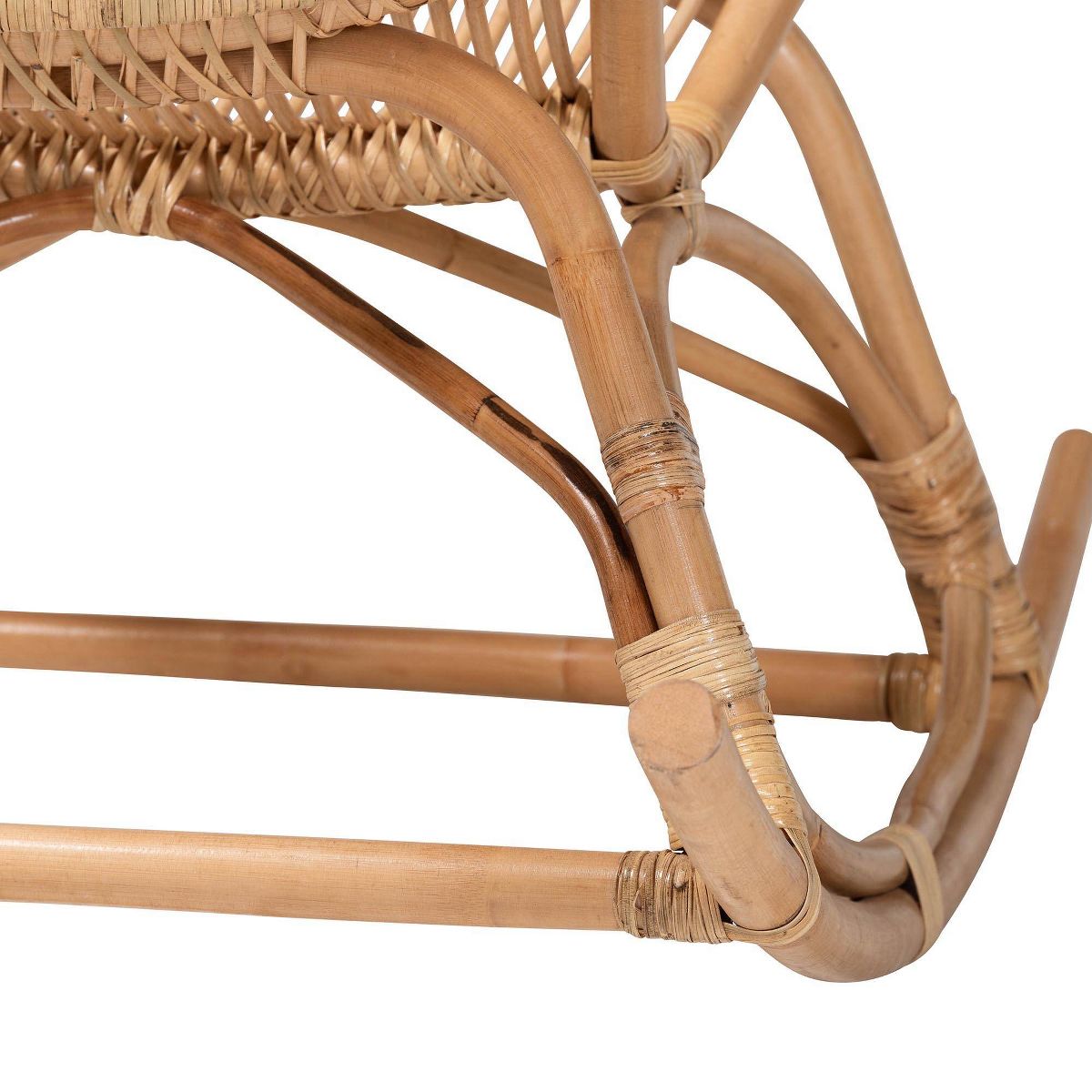 bali & pari Mahin Natural Rattan Rocking Chair Accent Rocker with Curved Armrests Brown - thumbnail 6