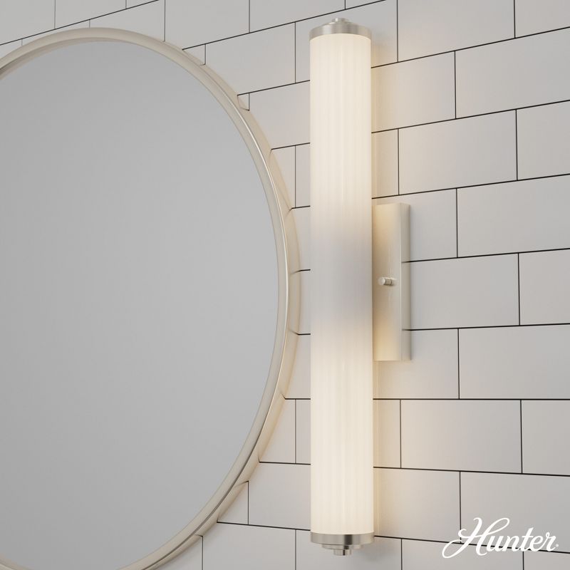24" 2-Light Holly Grove Cased White Glass Bathroom Vanity Wall Light - Hunter Fan, 3 of 7