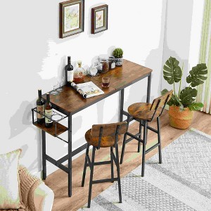 Racxily Industrial Dining Table Set & Dining Benchesstool: Kitchen Counter Table, Space-Saving, Easy-Clean,for Breakfast/Living/Party Use - 1 of 4