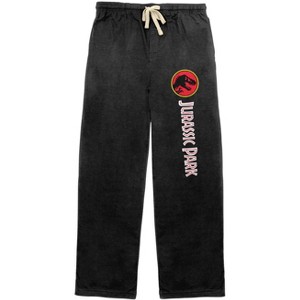 Come For The Dinosaurs Jurassic Park Men's Black Sleep Pajama Pants - 1 of 3