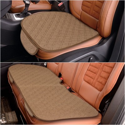 X-Autohaux Breathable Protector Flax Sponge Automotive Seat Pads Brown 1 Set