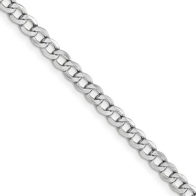 Black Bow Jewelry 4.3mm, 14K White Gold, Hollow Curb Link Chain Necklace