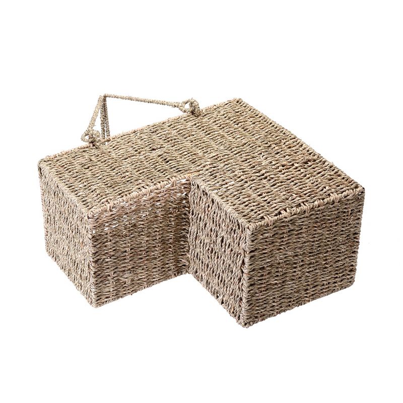 Hastings Home Handmade Woven Seagrass Wicker Staircase Basket With Handles - 14", Natural Color, 5 of 8
