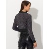 INSPIRE CHIC Women's Sequin Sparkle Front Zipper Cropped Bomber Jacket - 4 of 4