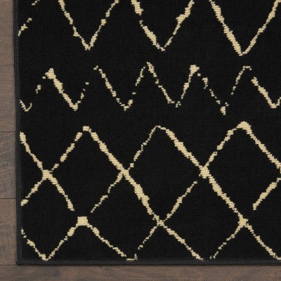 Black and Cream Moroccan Diamond 6' x 9' Area Rug