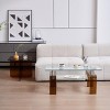 Sapphtopaz Modern Coffee Table with Glass Top 2-Layer Rectangular Glass Center Table Dining Table for Living Room, Living Room Furniture - 2 of 4