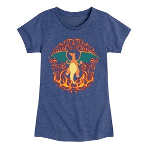 Girls' - Pokémon - Charizard Fire Ornamental Fitted Short Sleeve Graphic T-Shirt - 1 of 4