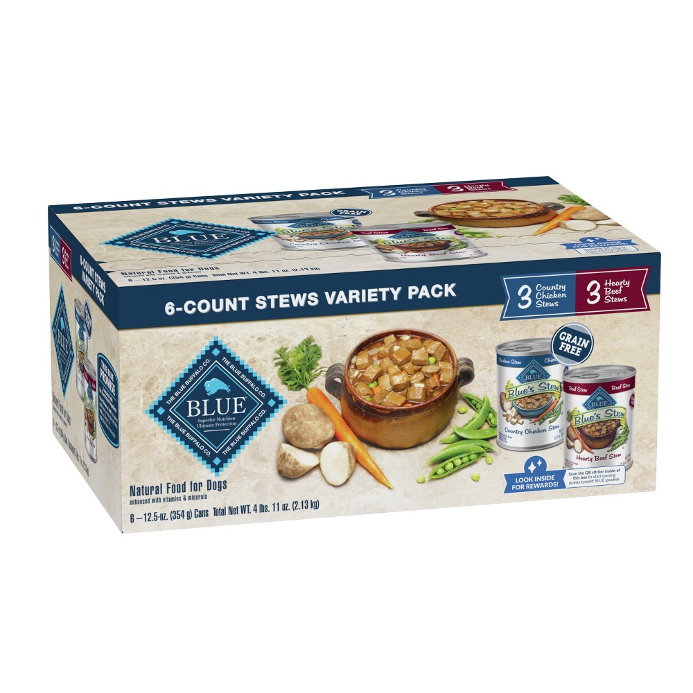 Blue Buffalo Variety Dry Dog Food Pack with Beef and Chicken Stew Flavor - 6ct