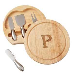 Personalization Mall Initial Round Cheese Board & Tools Set - 1 of 3