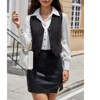 Women's Waistcoat Button Vintage Vest Regular Fitted Fashion Dressy Suit with Pockets - 3 of 4