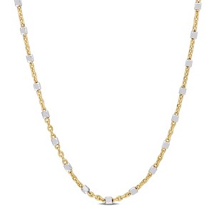 EVERLY JEWELRY | Two-Tone Silver White Bead Chain Necklace - 20 in - 1 of 4