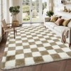 Modern Checkered Fluffy Rug Large Plush Rugs for Bedroom - 2 of 4