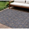 Navy Blue Beige And Taupe Floral Washable Indoor Outdoor Area Rug - 2 of 4