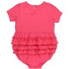 RuffleButts Baby Girls Knit Short Sleeve Bow Bubble Romper - 2 of 4