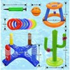 Skirfy Pool Toys Games Set, Floating Basketball Hoop Inflatable Cross Ring Toss Game Toys Blue - 4 of 4