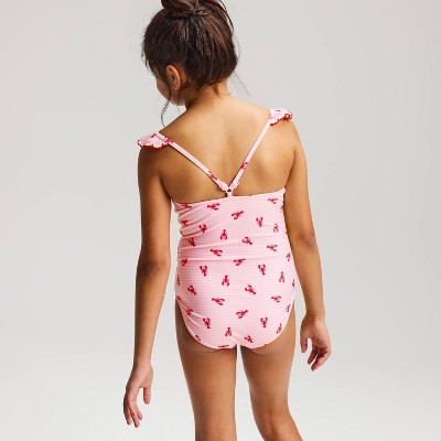 Cat & Jack Girls' Lobster Printed One Piece Swimsuit - Cat & Jack™ Pink M — фото 2