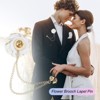 Unique Bargains Cloth Flower Lapel Pin with Gold Badge Tassel Chain Brooches 1.57 inch 1 Pc - 4 of 4