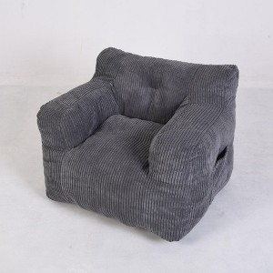Dsvimoy Accent Chair Bean Bag Sofa with Soft Stuffed Filling and Convenient Pocket for Living Spaces, Dark Gray, 17.7"*15.8"*14.6" - 1 of 4