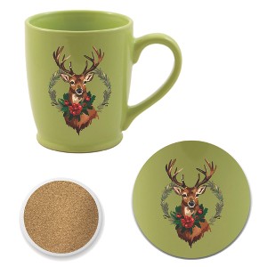 Courtside Market Holiday Buck II 16 oz Morning Mug & Coaster Set - 1 of 1