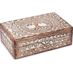 Hand Carved Wooden Keepsake Box, Elegant Vintage Memory Storage Box for Jewelry and Valuables, Gift for All Occasions - 1 of 4