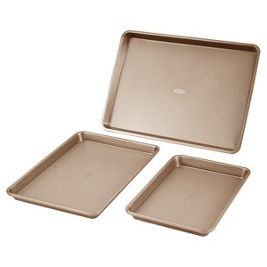 VEVOR Baking Pans Set, 3-Piece, Nonstick Carbon Steel Cookware Sheets & Trays, Stackable Kitchen Oven Bakeware Cooking Sets, Beige - 1 of 4