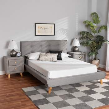 Baxton Studio Jonesy Mid-Century Modern Transitional Fabric Upholstered Bedroom Set