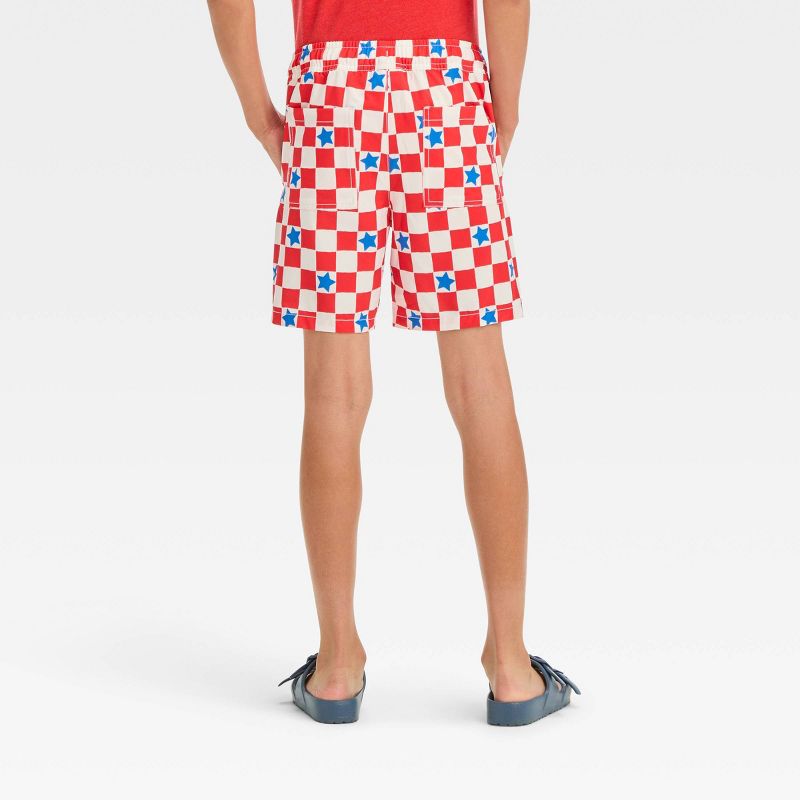 Boys' Americana Checkerboard 'Above Knee' Pull-On Shorts - Cat & Jack™ Red, 3 of 5
