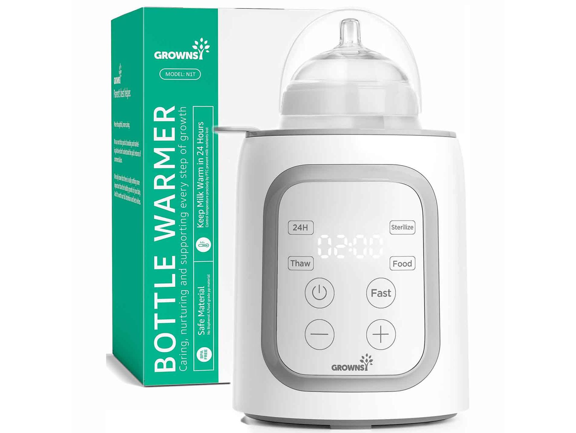 Grownsy Baby Bottle Warmer 10-in-1 with Timer ,Temperature Control,Defrost, Sterilizer, Heat Baby Food Jars Function