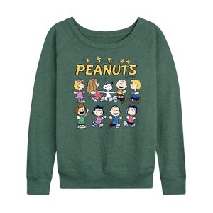 Women's - Peanuts - Peanuts Characters Lightweight French Terry Wide Neck Long Sleeve Shirt - 1 of 4