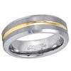 Jewelry Avalanche Brushed Sides Yellow IP Grooved Center Beveled Tungsten Carbide Wedding Band, Comfort-fit, 7mm - 2 of 2