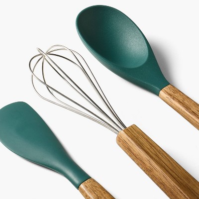 Figmint 3pc Mini whisk, Spatula and Spoon Gift Set Green - Figmint™: Acacia & Silicone, Hand Wash, Adult Kitchen Utensils — фото 3