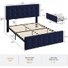 Full Size Bed Frame with 4 Storage Drawers and Headboard, Linen Upholstered Platform Bed Frame with Wooden Slats Support, Button Tufted Design, Grey - 2 of 4
