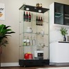 Okak 32in Modern Display Case, Glass Bookshelf with 4 Shelves and Drawer, Cube Storage Organizer for Living Room and Bedroom, Black - 3 of 4