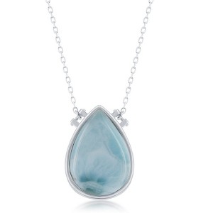 Caribbean Treasures Sterling Silver Pear-Shaped Larimar Necklace - Blue 16+2 Inch - 1 of 2