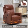 Genuine Leather Manual Recliner Chair with 360° Swivel, Rocking, and Heat Massage for Living Room - 4 of 4