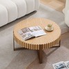 Round Coffee Table For Living Room, 31.5" Drum Coffee Table With Stainless Steels Pedestal Base, Farmhouse Handcrafted Circle Coffee Table - 2 of 4
