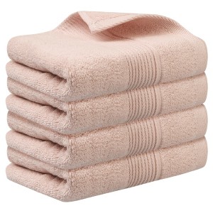 Unique Bargains Bathroom Kitchen Hotel Highly Absorbent Striped Pattern Cotton Hand Towels 14" x 30" - 1 of 4
