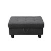DOMETOUR Black Gray Linen Living Room Storage Ottoman - Upholstered Footstool with Hidden Compartment - 2 of 4