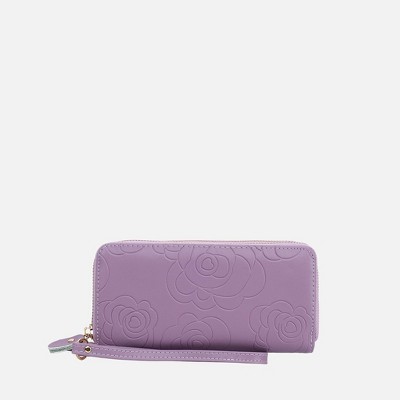 MKF Collection Ellie Genuine Leather Flower-Embossed Women’s Wristlet Wallet by Mia K - Lavender — фото 2