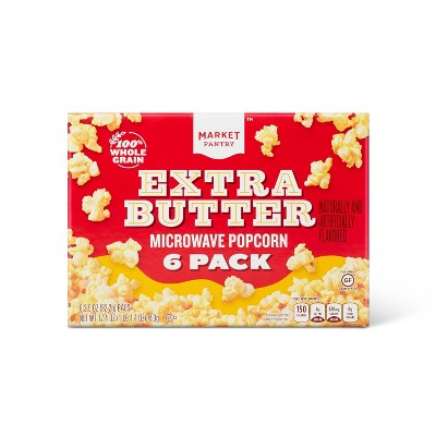 Extra Butter Microwave Popcorn - 6ct - Market Pantry™