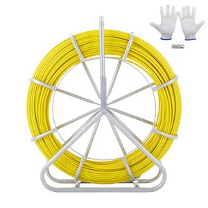 VEVOR Fish Tape Fiberglass, 425 ft, 1/4 inch, Duct Rodder Fishtape Wire Puller, Cable Running Rod with Steel Reel Stand, 3 Pulling Heads, Fishing Tool - 1 of 4