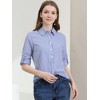 INSPIRE CHIC Women's Striped Button Down Roll-up Long Sleeves Point Collar Shirt - 3 of 4