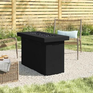 25" H x 42" W Fiber Reinforced Concrete Outdoor Fire Pit Table with Push-Button Ignition and Cover - 1 of 4