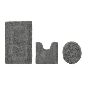 Lux Premium 100% Cotton  Ultra-Soft Tufted Solid Reversible 3 Piece Bath Rug Set, Water-Absorbent, Durable, Machine Washable Bathroom Rug - 1 of 4