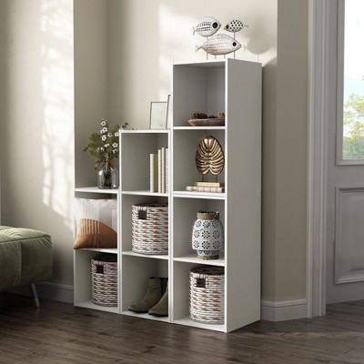 White 2-Shelf Stackable Cube Bookcase with Closed Back