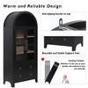 Gulches 71 Tall Modern Farmhouse Arched Kitchen Pantry Cabinet Glass Door 2 Large Drawers Adjustable Shelves High Density MDF Versatile Storage Black - 2 of 4